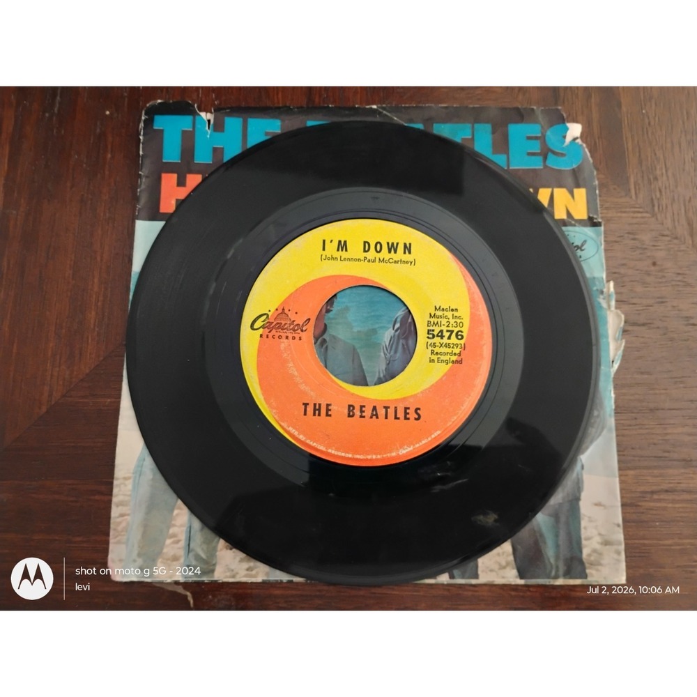 The Beatles Help! & I'm Down 45 Vinyl Record Picture Sleeve Capitol 5476 - Picture 3 of 5